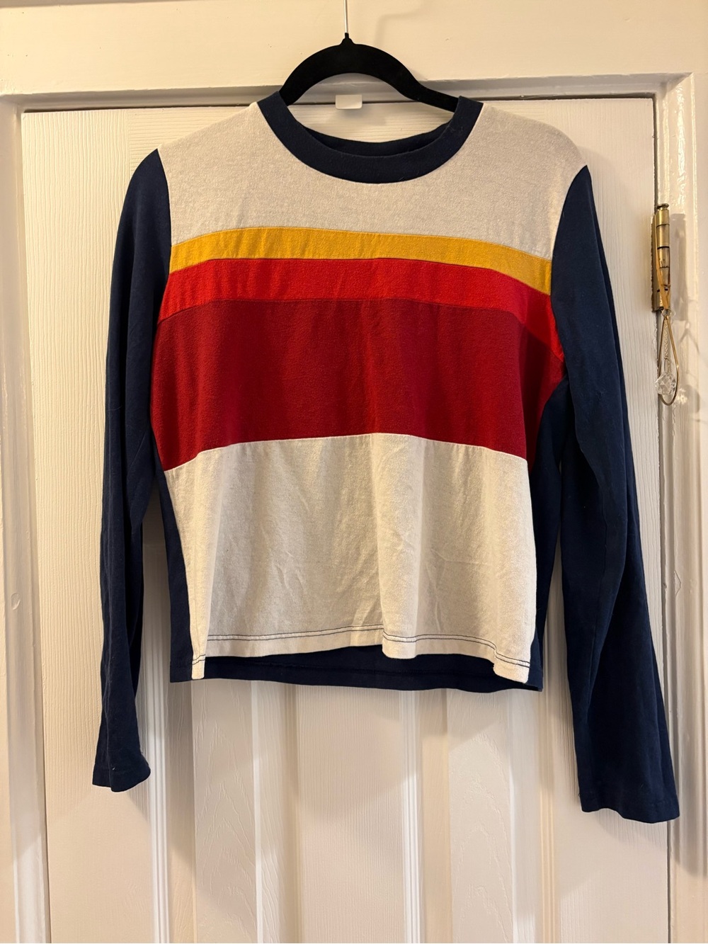 Re-Spun by Marine Layer Long-Sleeve Colorblock Tee - Navy, Red, Yellow, White
